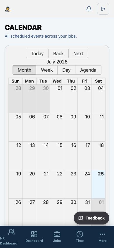 TradeLog Site mobile shared calendar screenshot.