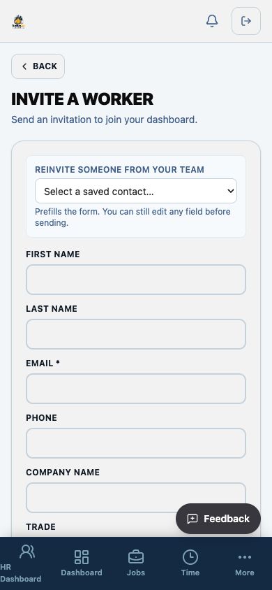 TradeLog Site mobile invite screenshot.